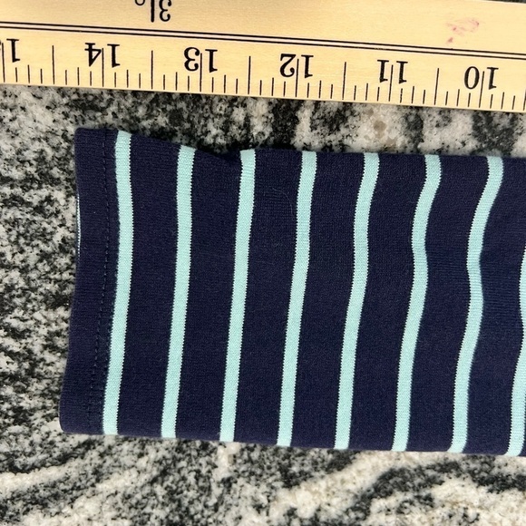 Anthropologie  Leifnotes navy and aqua 3/4 length sleeves top with ruffle - Picture 12 of 12